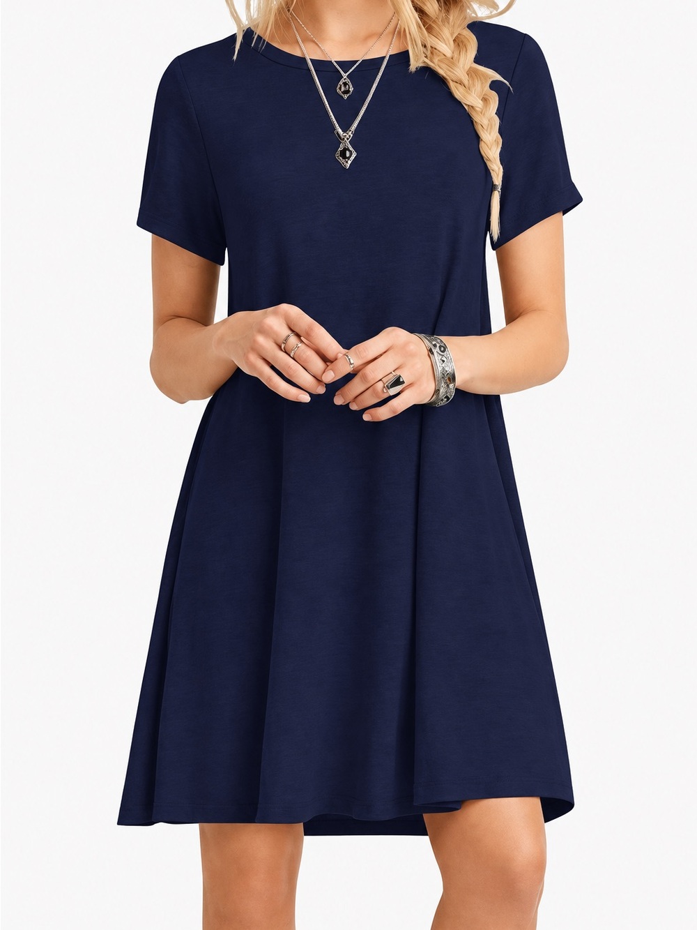 *NWT* Popyoung Women's Navy Blue Midi Dress